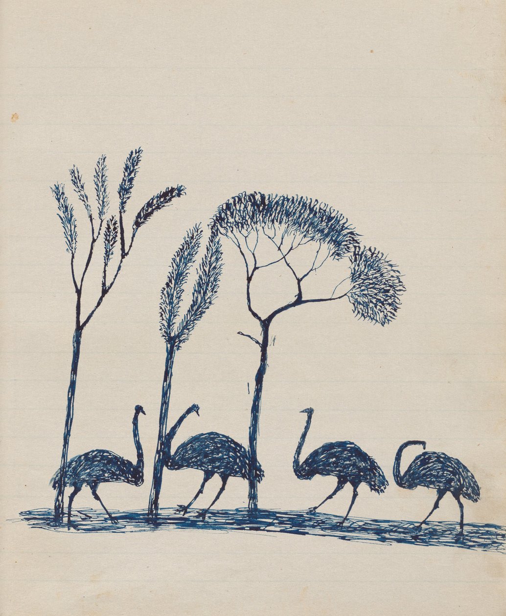 Kwat Kwat emberek - (Emus) Vázlatfüzet főleg az őslakosok és fehérek tevékenységéről alkotó: Tommy McRae