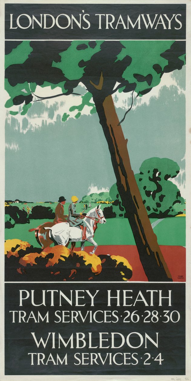 „Putney Heath, Wimbledon”, London Megyei Tanács LCC Tramways plakátja, 1927 alkotó: Tony Castle
