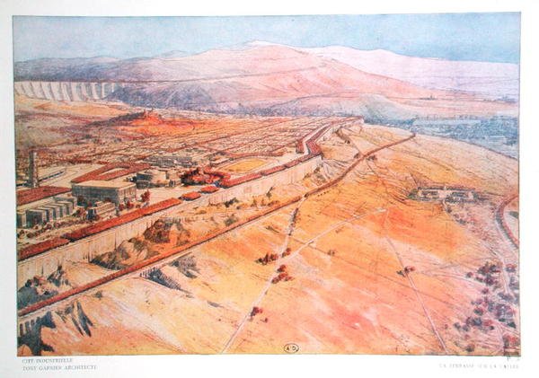 Völgyre néző terasz, amelyet Tony Garnier (1869-1948) tervezett a "La Cite Industrielle"-ből alkotó: Tony Garnier