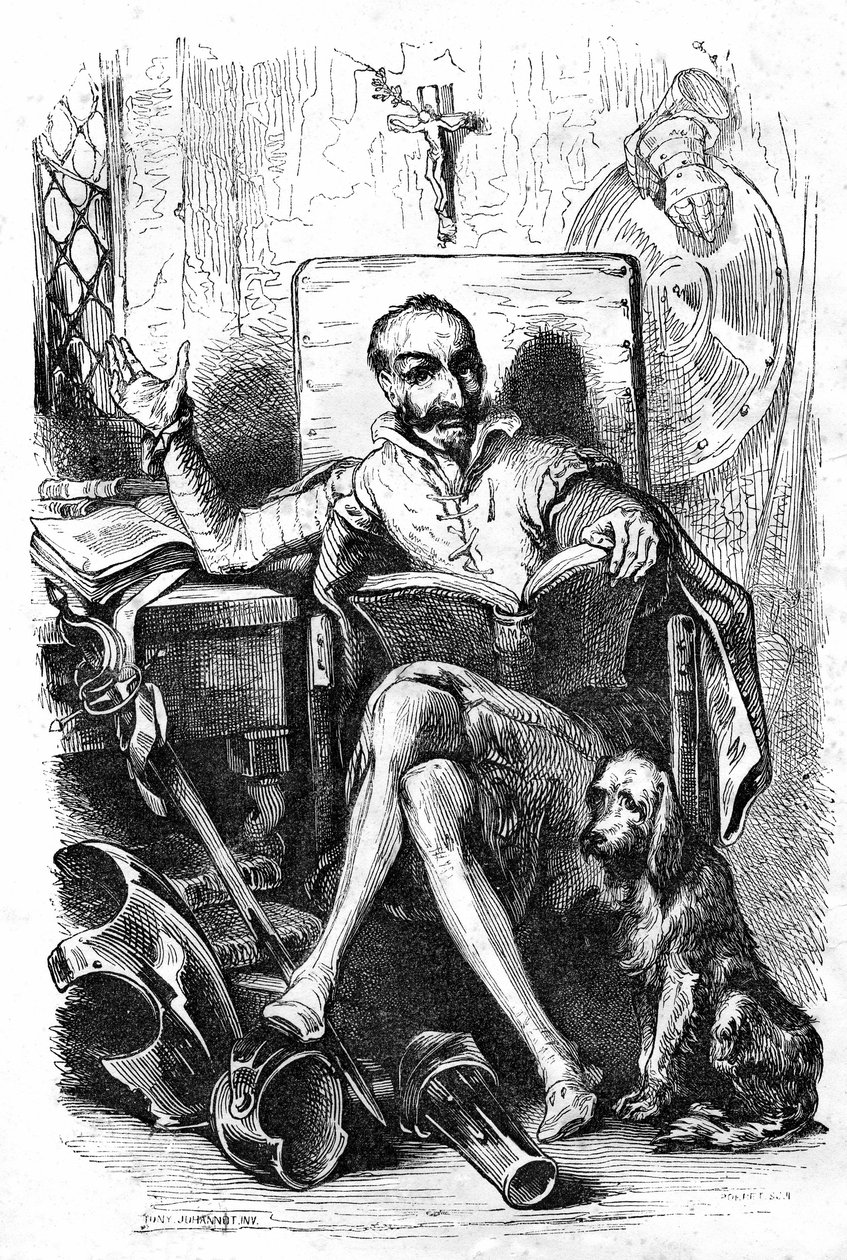Cervantes mint Don Quijote alkotó: Tony Johannot