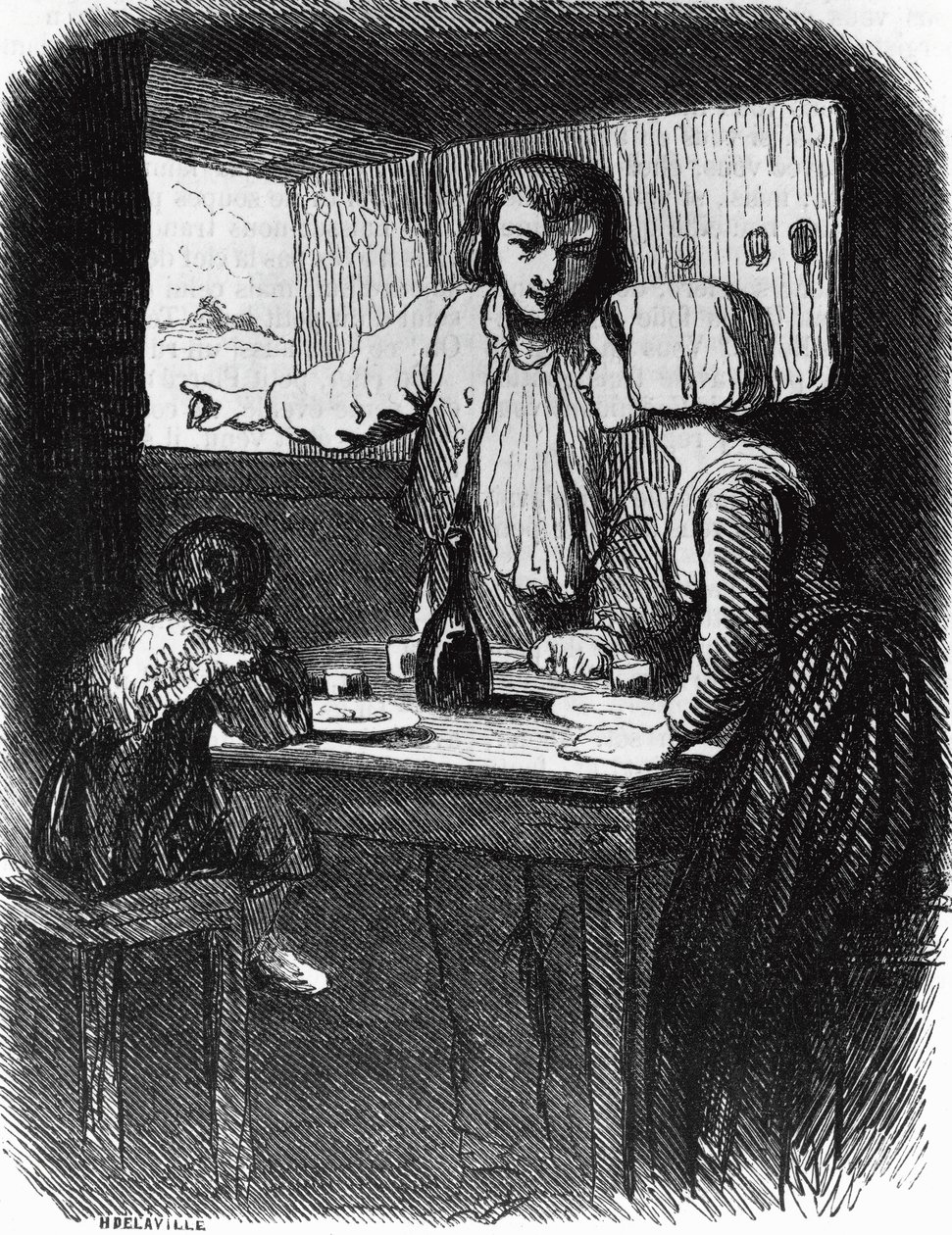 Illusztráció a La Mare au Diable-hez, George Sand (1804-1876) regénye, Henri Delaville metszete (aktív 19. század közepe) Tony Johannot (1803-1852) rajza után alkotó: Tony Johannot