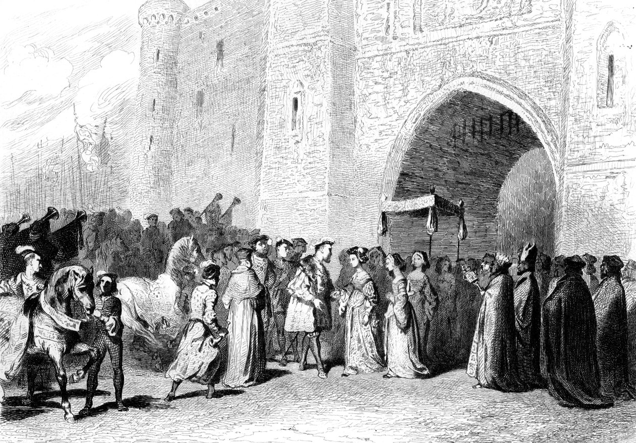 VIII. Henrik és Boleyn Anne találkozása, 1520-as évek, 1842 alkotó: Tony Johannot