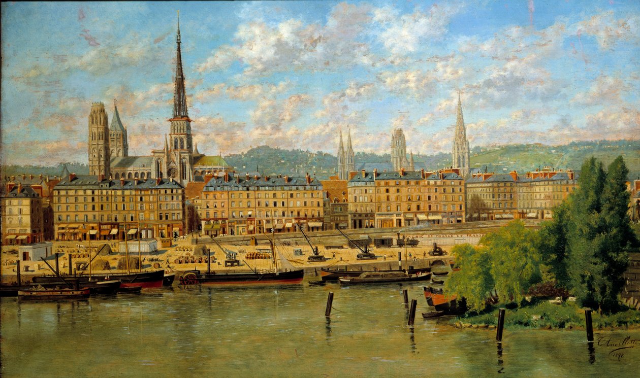 Le port de Rouen Torello Ancillotti (1843-1899) festménye 1878 V. 0,36x0,62 m Rouen, musee des Beaux Arts - Rouen kikötője. Torello Ancillotti (1843-1899) festménye alkotó: Torello Ancillotti