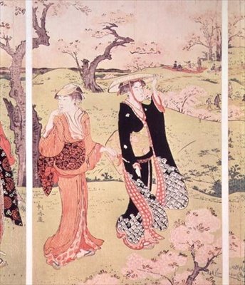 Cseresznyevirágok Asakayamában Edo közelében, 1787-88 körül (színes fatömbnyomat) alkotó: Torii Kiyonaga