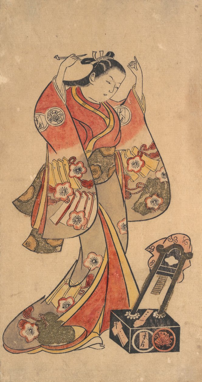 Yaoya Oshichi portréja a Fuji no ... játékban, kb. 1730-4 alkotó: Torii Kiyomasu II.