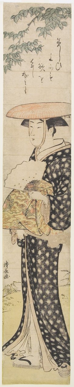 (Egy kalapos nő sétál a fa alatt), 1782 alkotó: Torii Kiyonaga