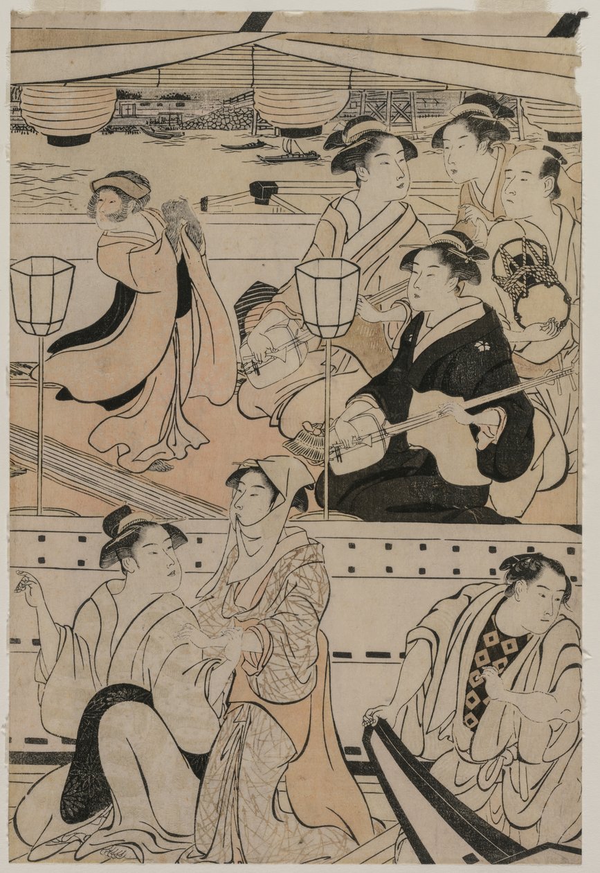 Csónakázó parti a Sumida folyón, 1789. alkotó: Torii Kiyonaga