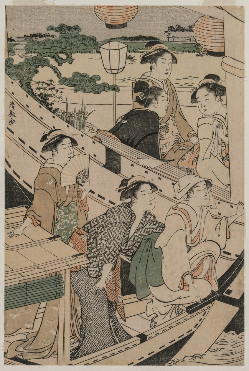 Csónakázó parti a Sumida folyón, 1789. alkotó: Torii Kiyonaga