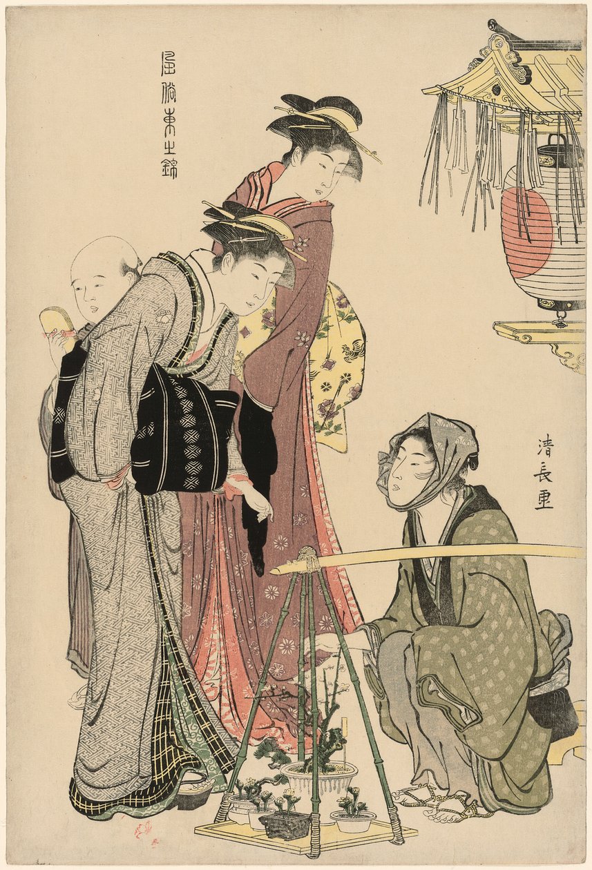 Cserepes növények vásárlása a "Kelet modorok brokátja (Fuzoku Azuma no nishiki)" sorozatból alkotó: Torii Kiyonaga