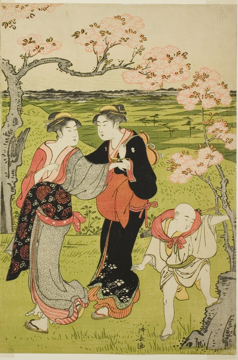 Cseresznyevirág megtekintése az Asuka-hegyen alkotó: Torii Kiyonaga