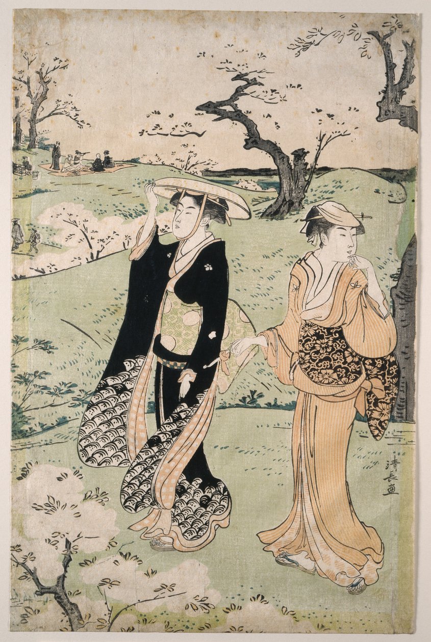 Cseresznyevirág megtekintése Asuka-hegyen alkotó: Torii Kiyonaga