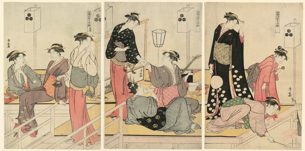 Lehűlés este Shijogawarában alkotó: Torii Kiyonaga