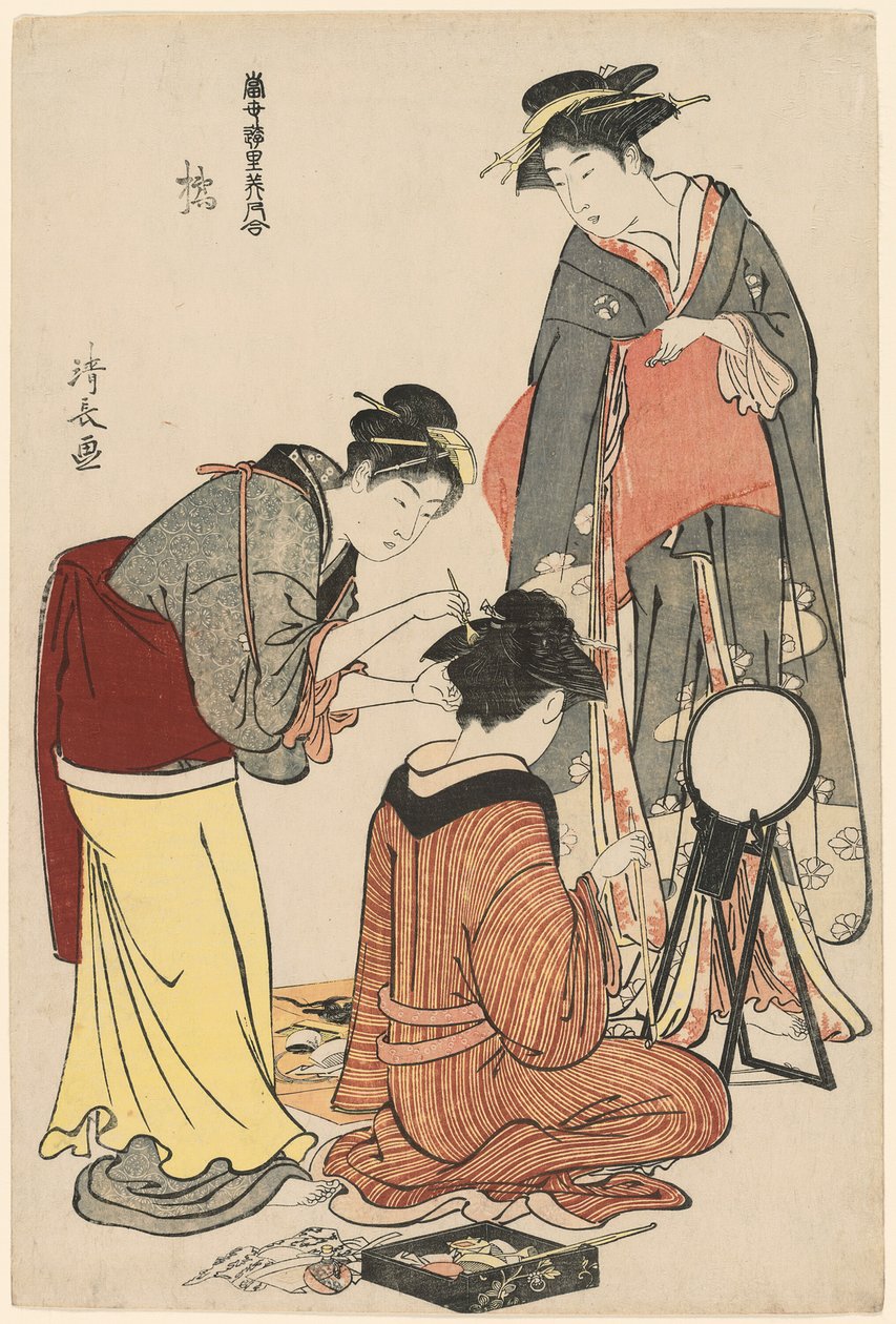 A Tachibana szórakoztatói, a "A Pleasure Quarters kortárs szépségeinek gyűjteménye (Tosei yuri bijin awase)" sorozatból alkotó: Torii Kiyonaga