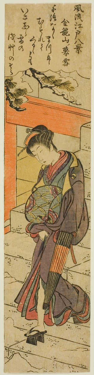 Esti hó a Kinryuzan templomban (Kinryuzan no bosetsu), a "Nyolc divatos kilátás Edora (Furyu Edo hakkei)" sorozatból alkotó: Torii Kiyonaga