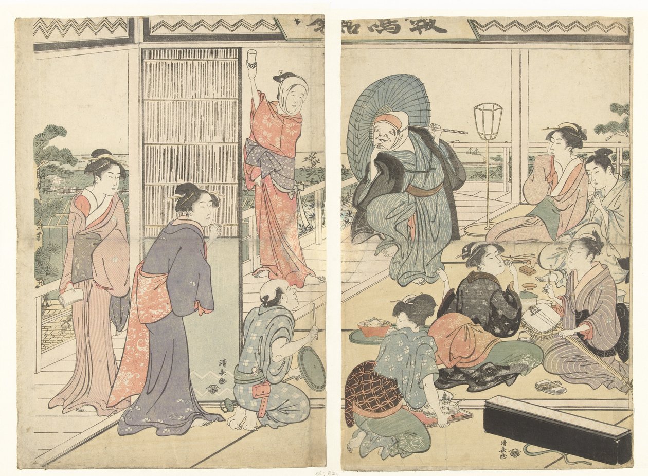 Buli a Komeikan teaházban alkotó: Torii Kiyonaga