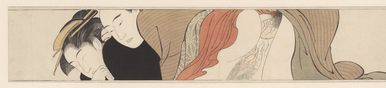 Gésa csukott szemmel. Sode no maki (sorozat címe) alkotó: Torii Kiyonaga