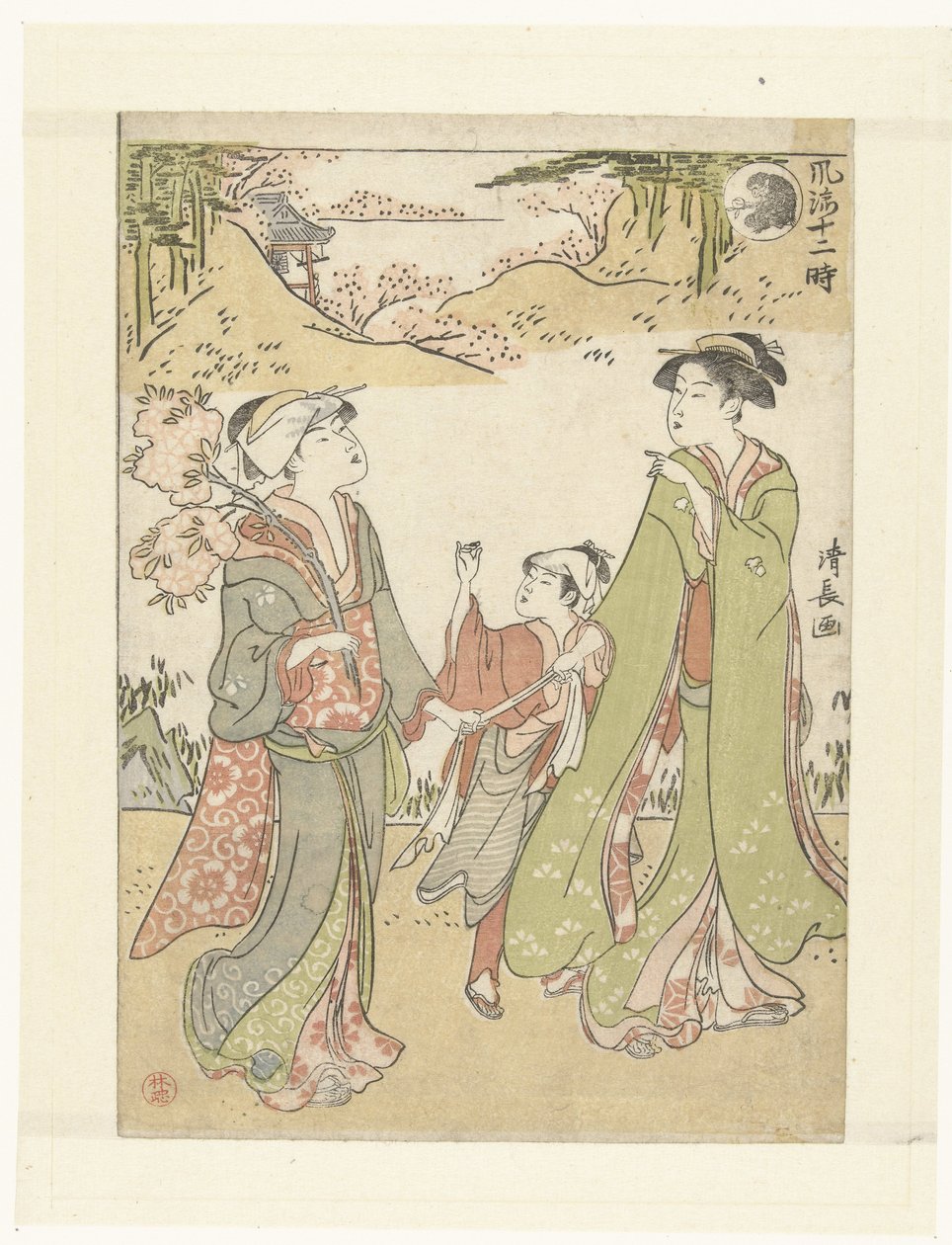 A majom órája A tizenkét óra elegáns ábrázolásai (sorozat címe) Furyu junitoki (sorozat címe az objektumon) alkotó: Torii Kiyonaga