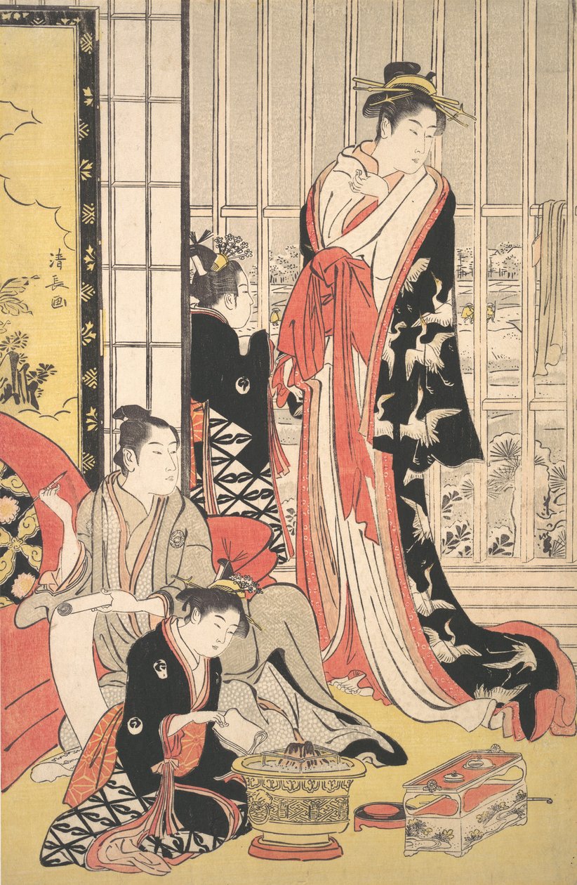 Belső jelenet, kb. 1788. alkotó: Torii Kiyonaga