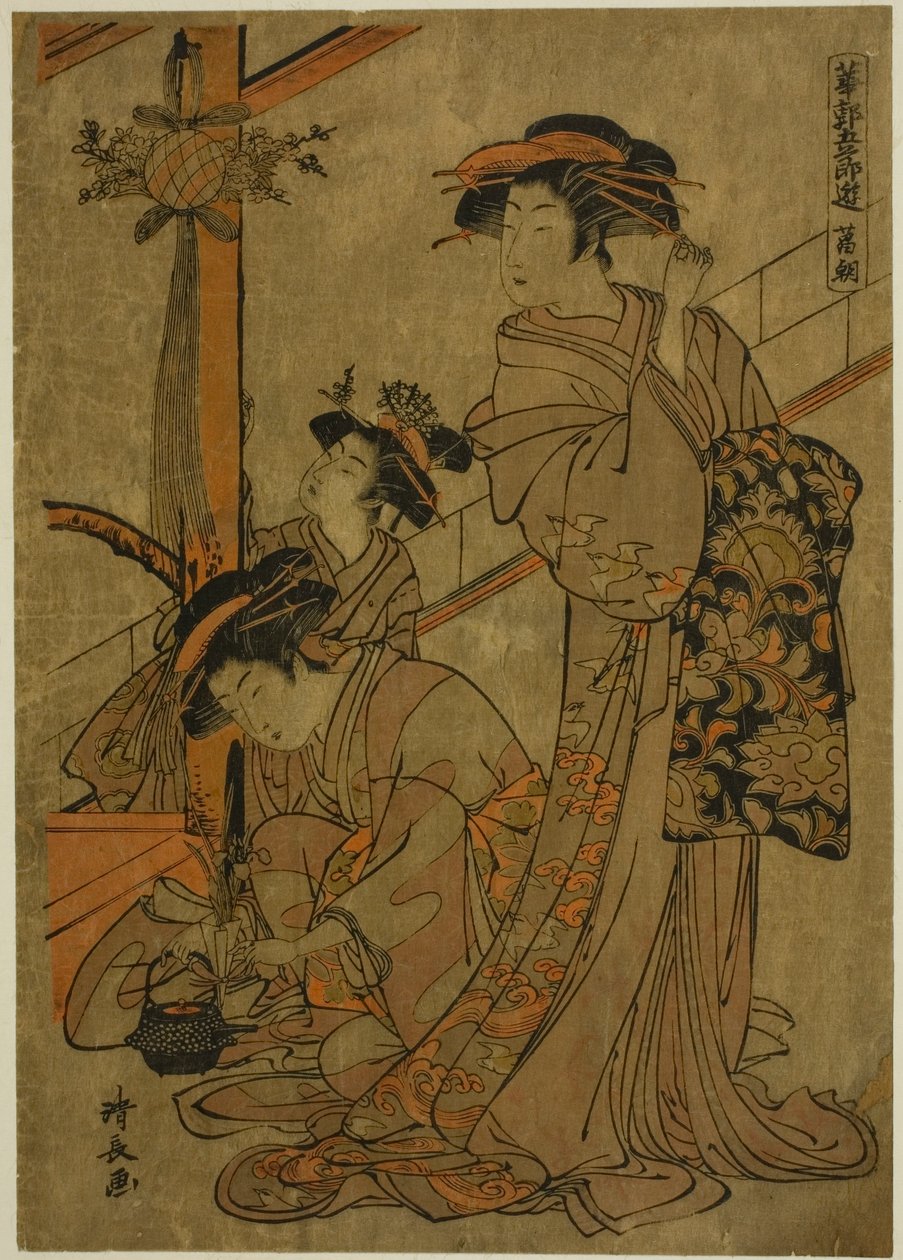 Az írisz reggele, az "Öt fesztivál az örömnegyedben (Hanakuruwa gosechi no asobi)" sorozatból alkotó: Torii Kiyonaga