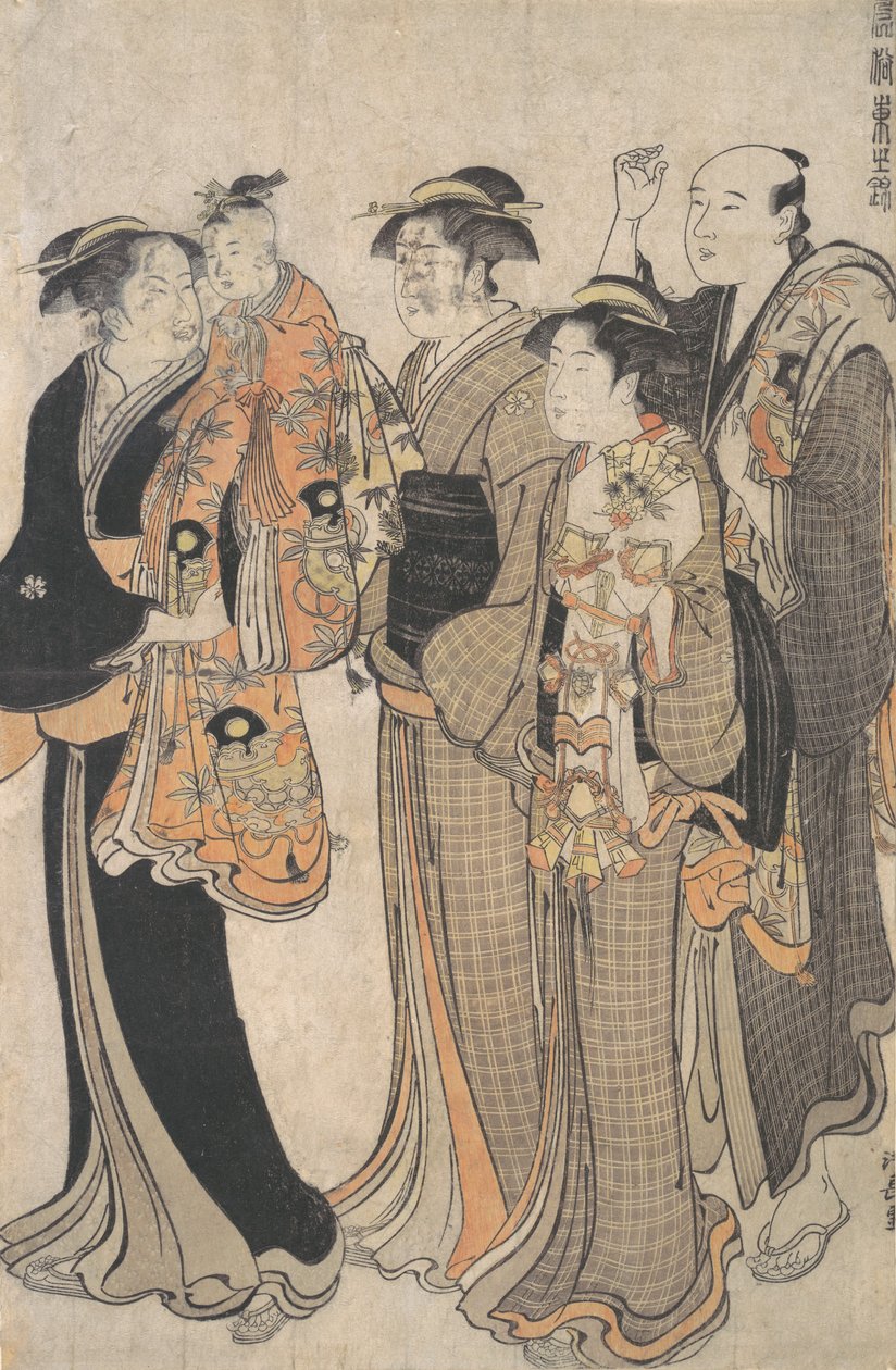 Anya, aki a kislányát viszi a Miya Mairihoz, kb. 1784. alkotó: Torii Kiyonaga