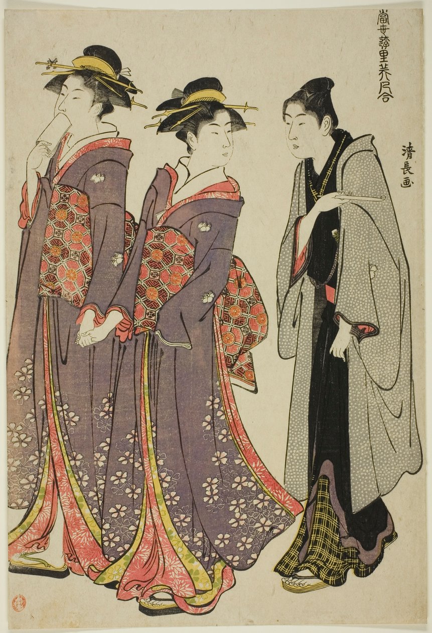 Sétára a "A Pleasure Quarters kortárs szépségeinek gyűjteménye (Tosei yuri bijin awase)" sorozatból alkotó: Torii Kiyonaga