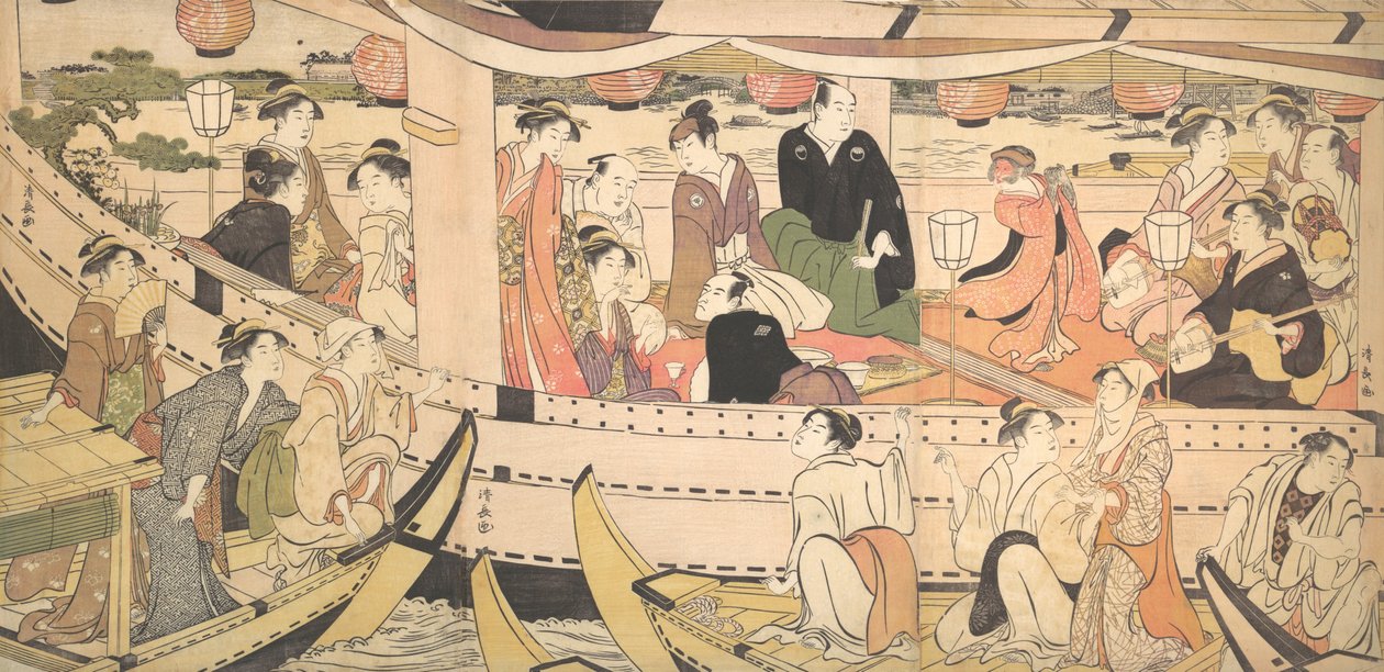 Élményhajó a Sumida folyón, kb. 1788-90. alkotó: Torii Kiyonaga