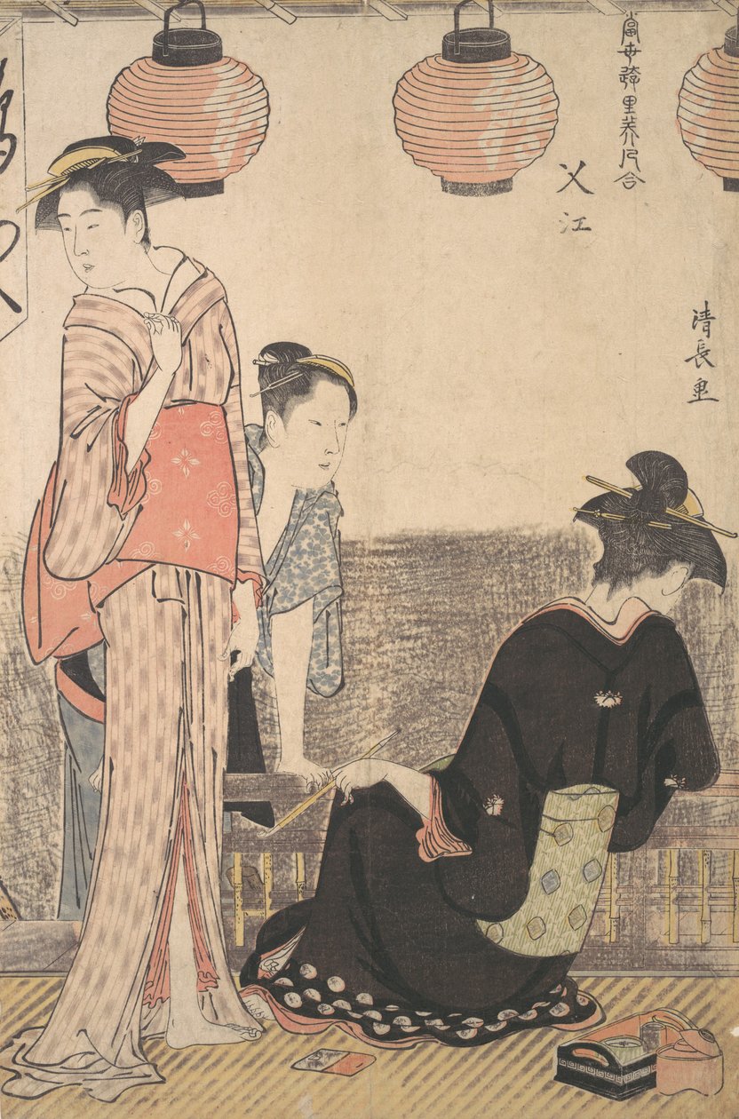 Jelenet Nakasuban, Edo egyik kerületében, 1783-ban. alkotó: Torii Kiyonaga