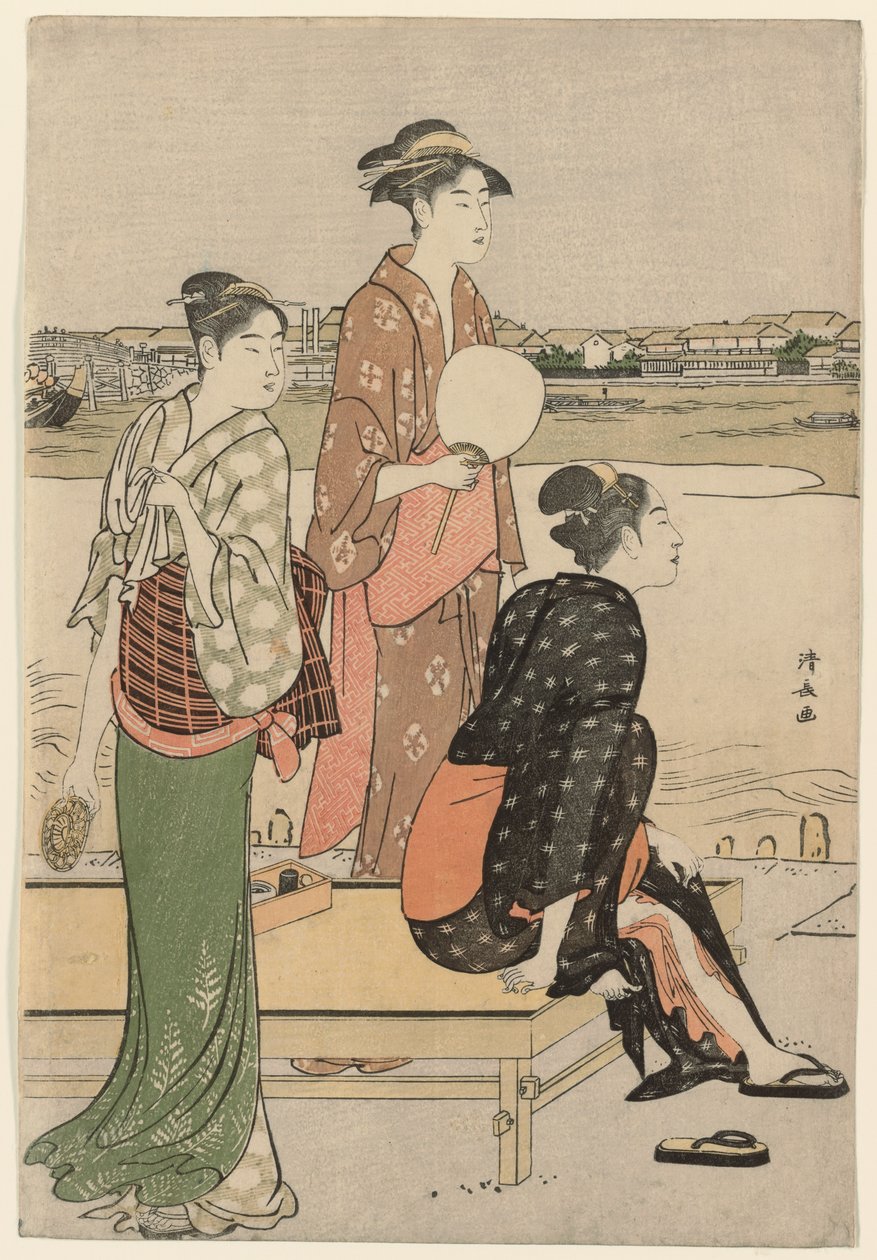 Nyári alkonyat a Sumida folyó partján alkotó: Torii Kiyonaga