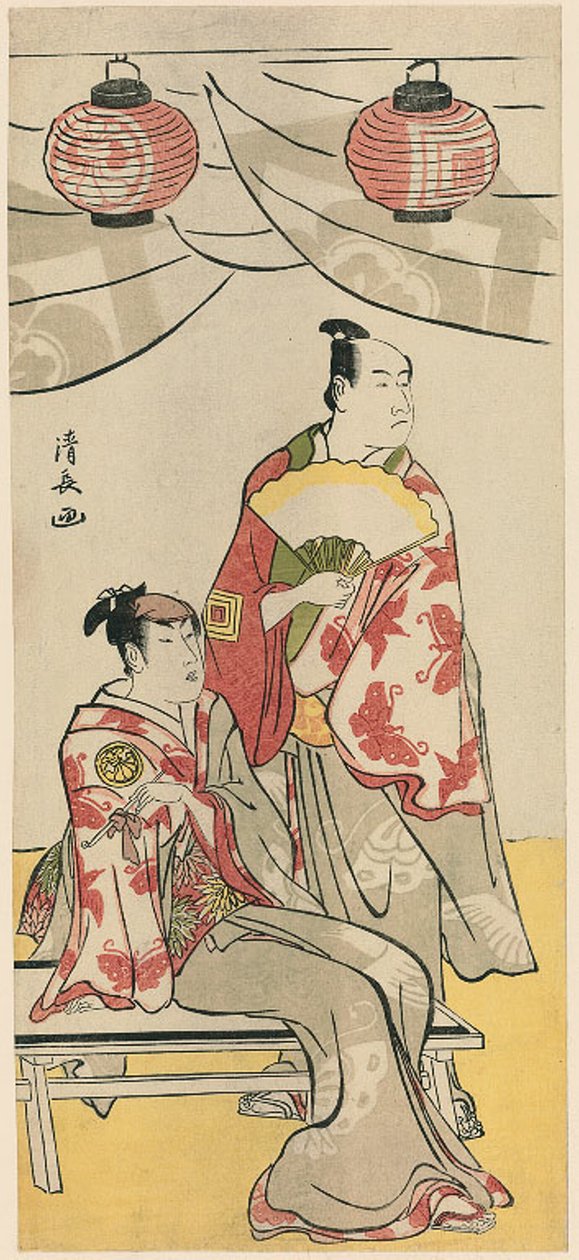 Ichikawa Monnosuke II és Segawa Kikunojo III színészek tizenegy színészből álló pentaptichonból, akik a Soga fivérek szentélyének fesztiválját ünneplik alkotó: Torii Kiyonaga