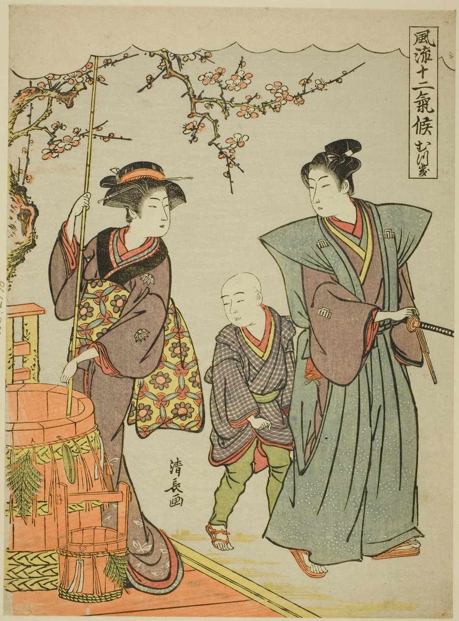 Az első hónap (Mutsuki), a "Divatos tizenkét évszak (Furyu juni kiko)" sorozatból alkotó: Torii Kiyonaga