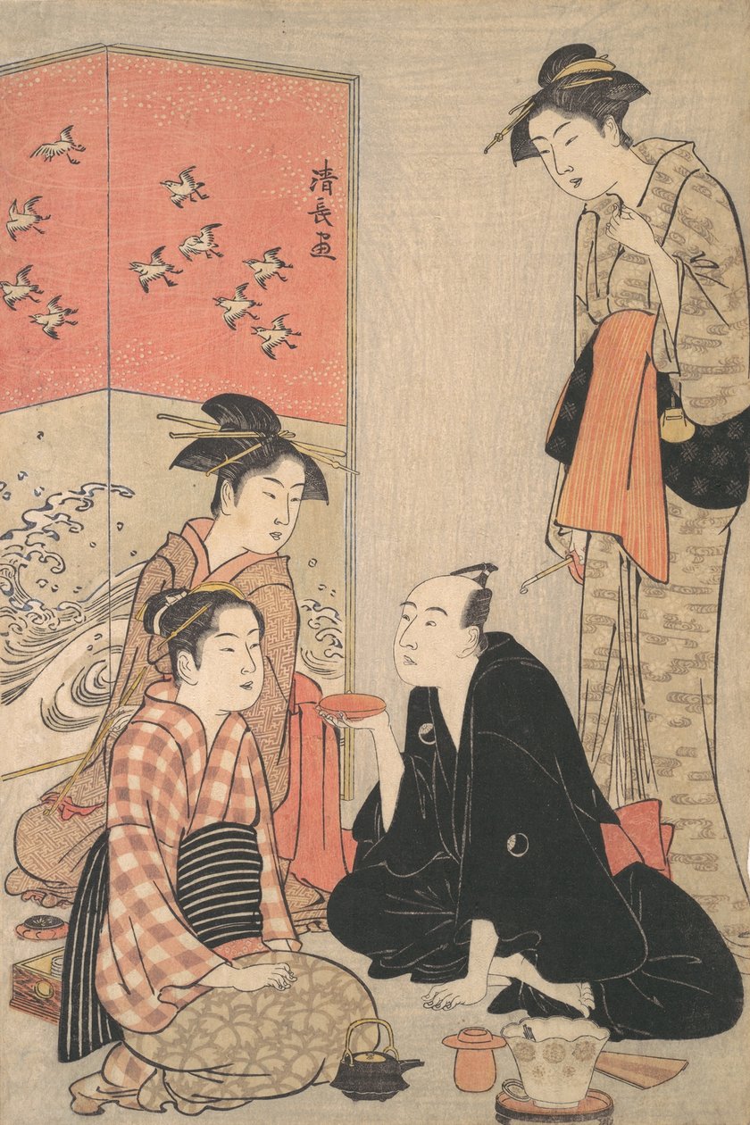 A kabuki színész, Sawamura Sojuro III és a kurtizánok, kb. 1783-84. alkotó: Torii Kiyonaga