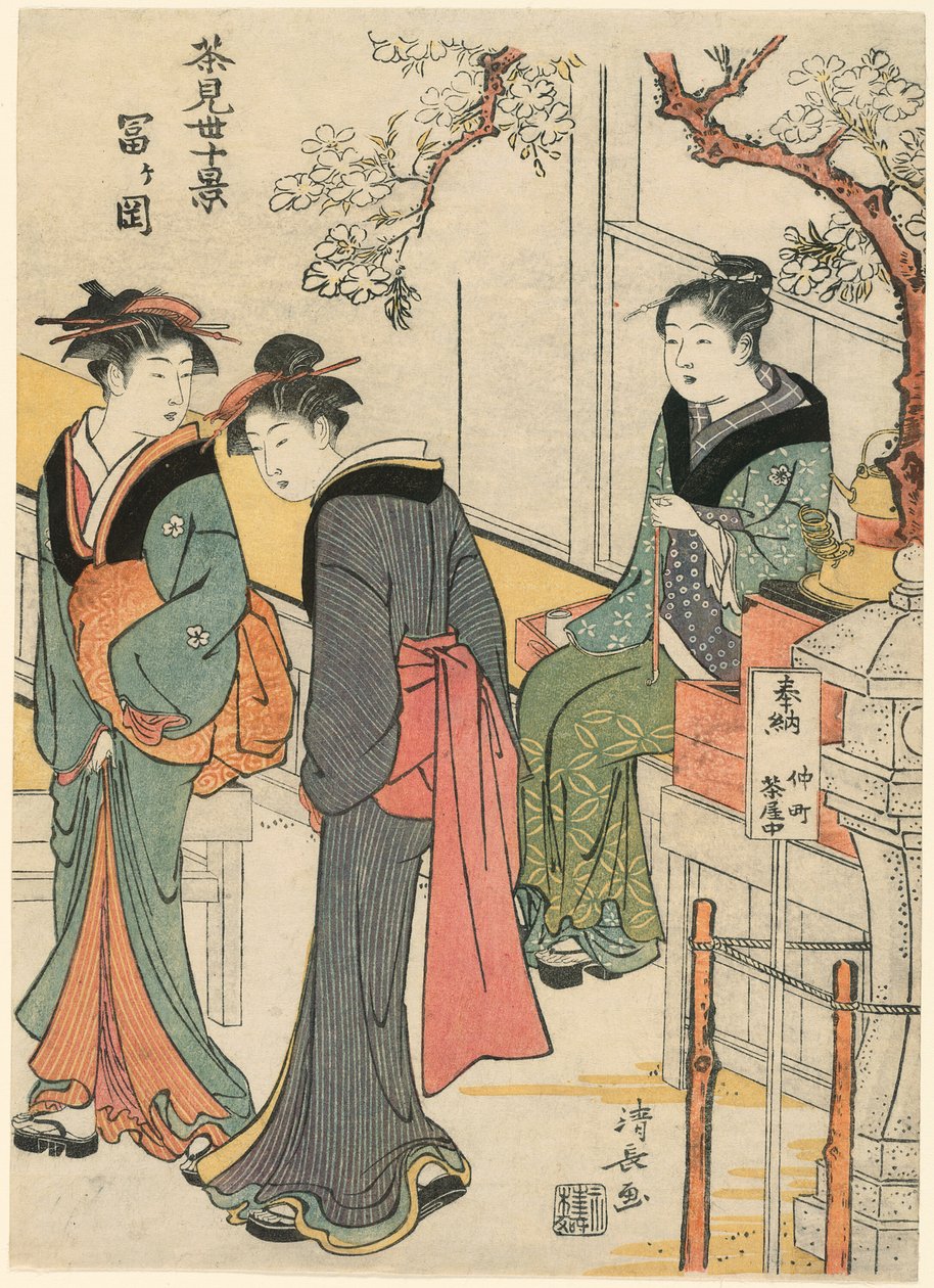 Tomigaoka, a "Teaházak tíz jelenete (Chamise jikkei)" sorozatból alkotó: Torii Kiyonaga
