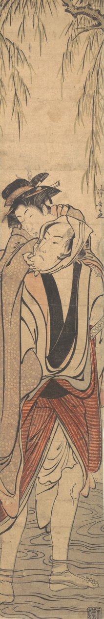 Két szerelmes átkel a folyón, 18. század vége. alkotó: Torii Kiyonaga