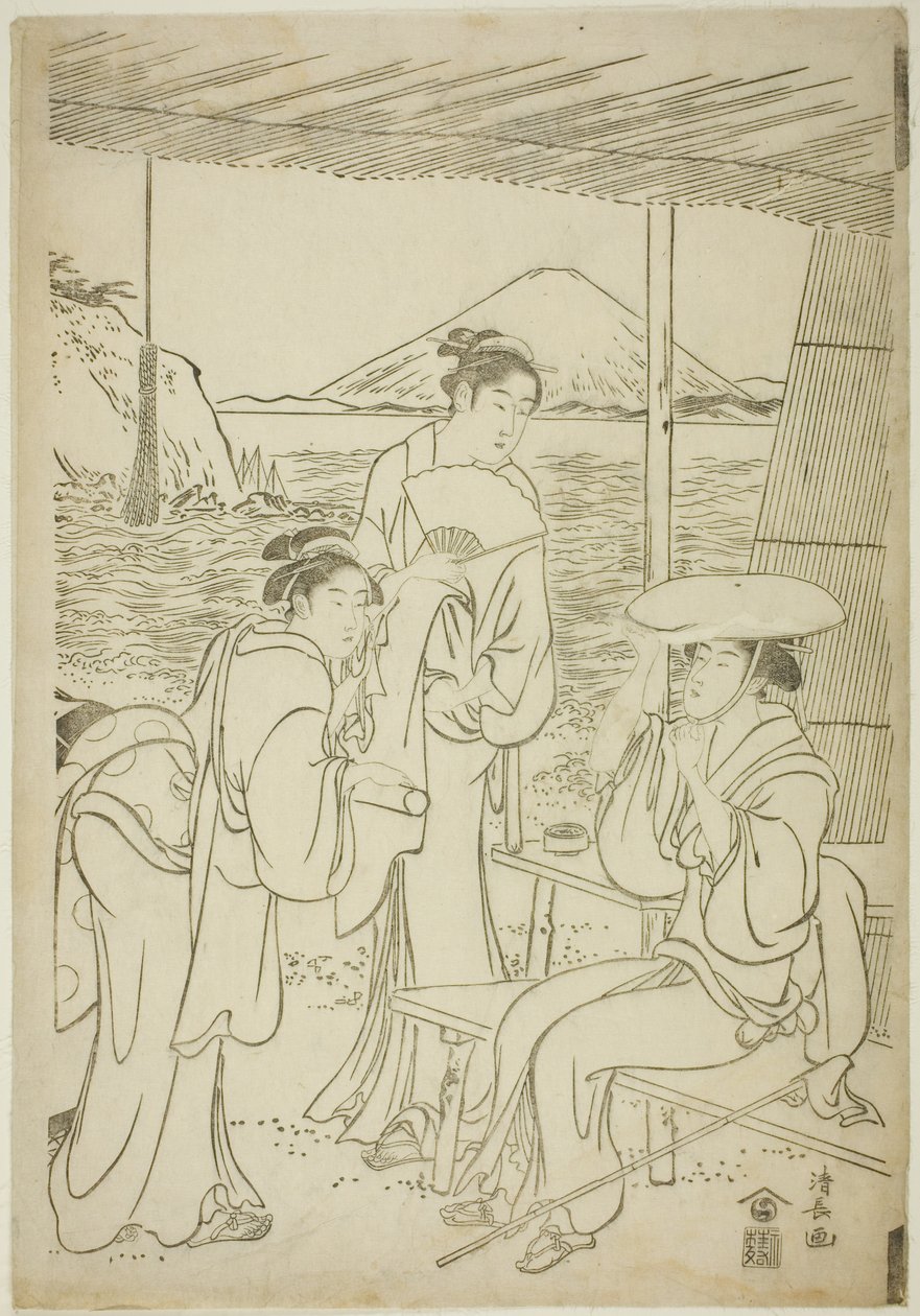 Látogatók Enoshimába alkotó: Torii Kiyonaga