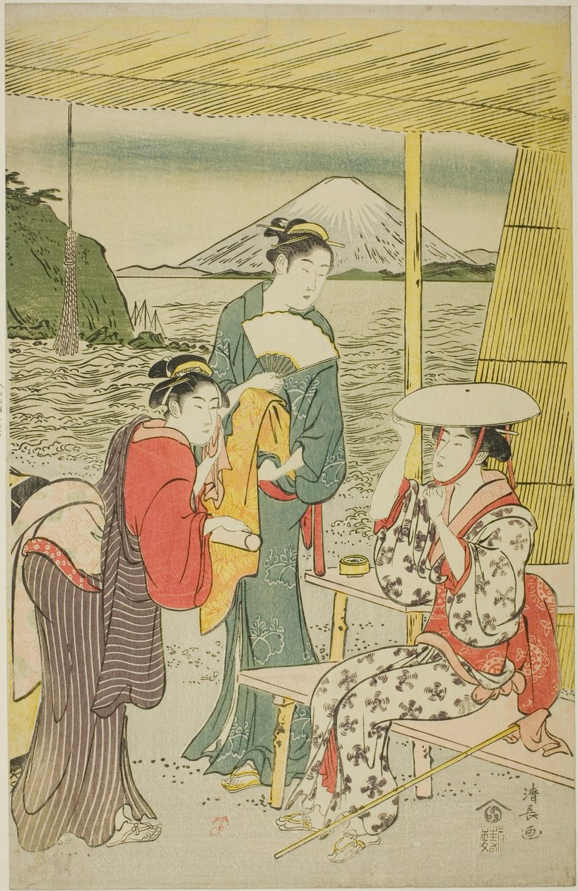 Látogatók Enoshimába alkotó: Torii Kiyonaga