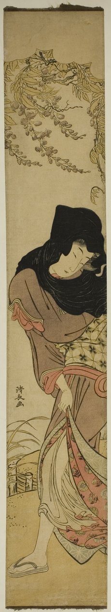 Nő a szélfútta Wisteria alatt alkotó: Torii Kiyonaga