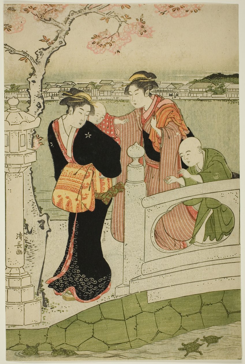 Nők és gyerekek az úton a Shinobazu-tónál alkotó: Torii Kiyonaga