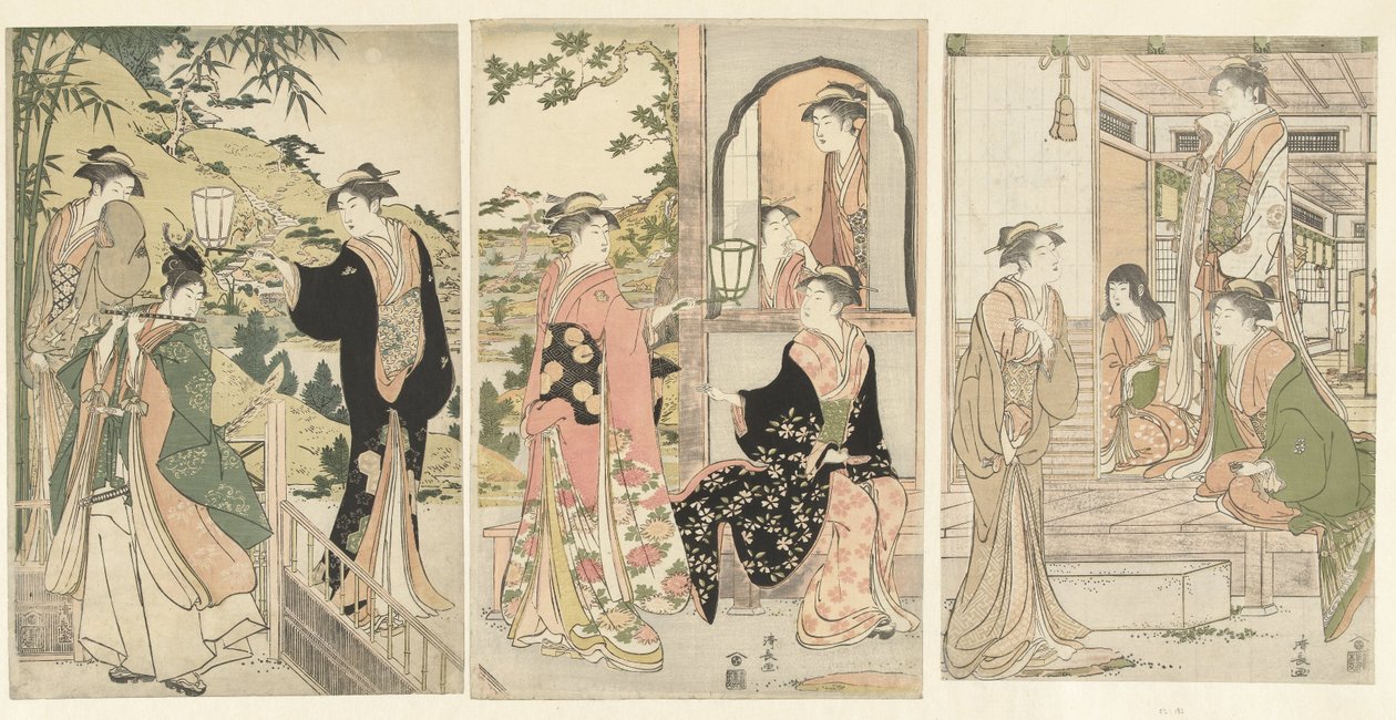 Yoshitsune szerenát ad Joruri hime alkotó: Torii Kiyonaga