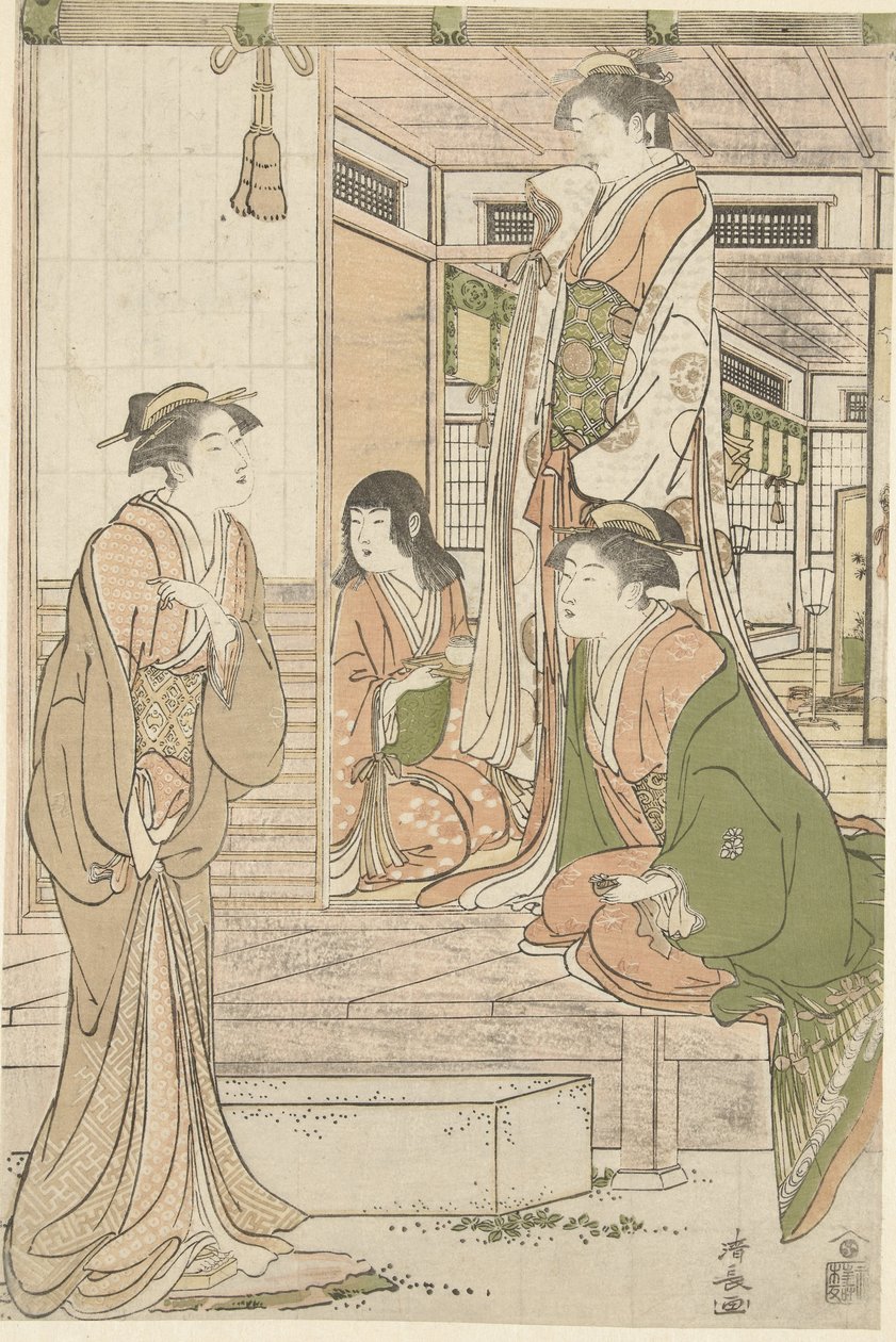 Yoshitsune szerenát ad Joruri hime. alkotó: Torii Kiyonaga