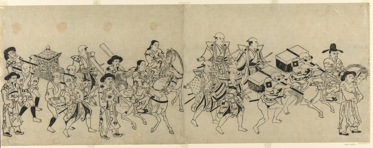 Koreai nagykövetség érkezése Edóba alkotó: Torii Kiyonobu I