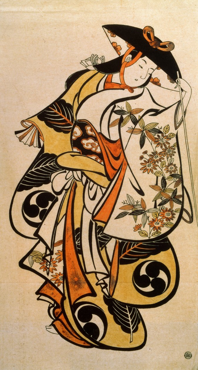 „Nőt játszó férfi színész”, c1704-c1711 alkotó: Torii Kiyonobu I