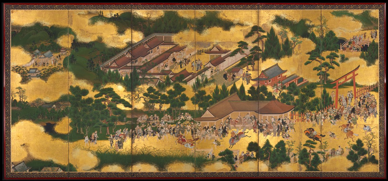 Lóverseny a Kamo-szentélyben, 1615-50. alkotó: Tosa School