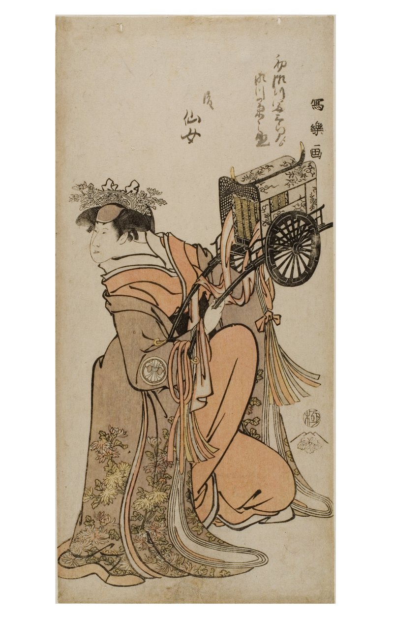 Kabuki színész, Segwa Kikunojo III női szerepben (onnagata), 1794-1795 körül (falap papíron) alkotó: Toshusai Sharaku