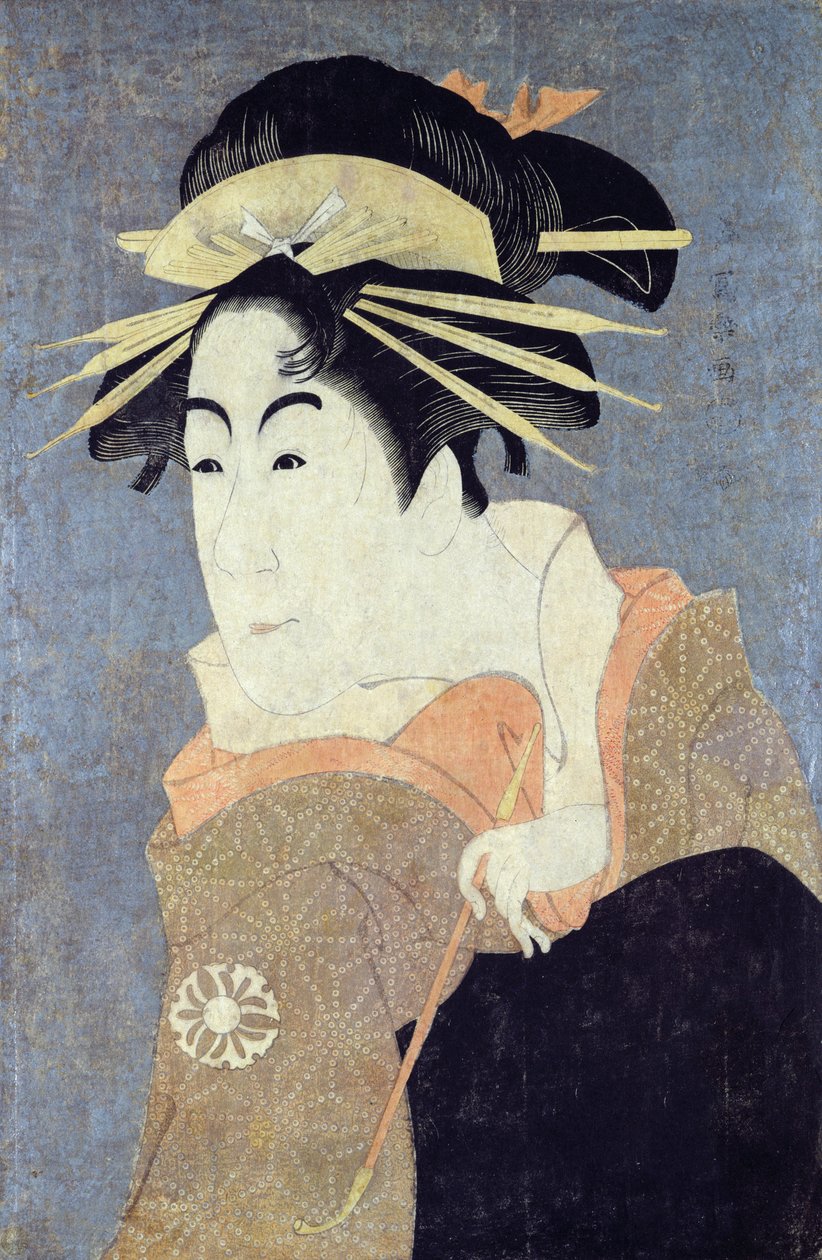 Matsumoto Yonesaburo az udvarhölgy, Kewaizaka No Shosho (Shinobu) szerepében a Katakiuchi Noriai Banashi című darabban, 1794-95 körül (fatömbnyomat) (lásd még: 180628) alkotó: Toshusai Sharaku