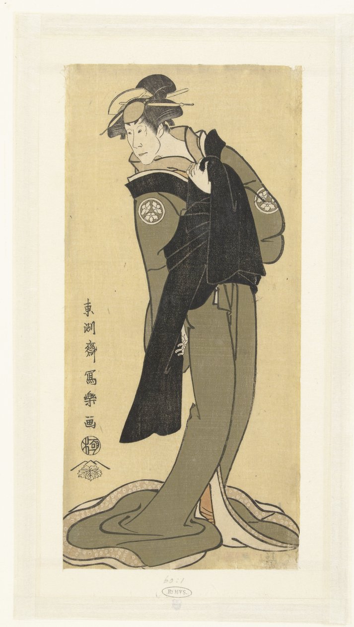 Portré van Osagawa Tsuneyo II vrouwenrolban alkotó: Toshusai Sharaku