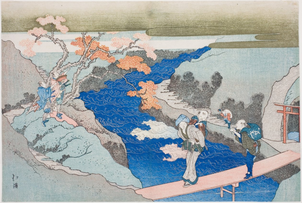 Autumn Maples at Takinogawa River, a "The Eternal Waterfall (Tokiwa no taki)" albumról alkotó: Totoya Hokkei