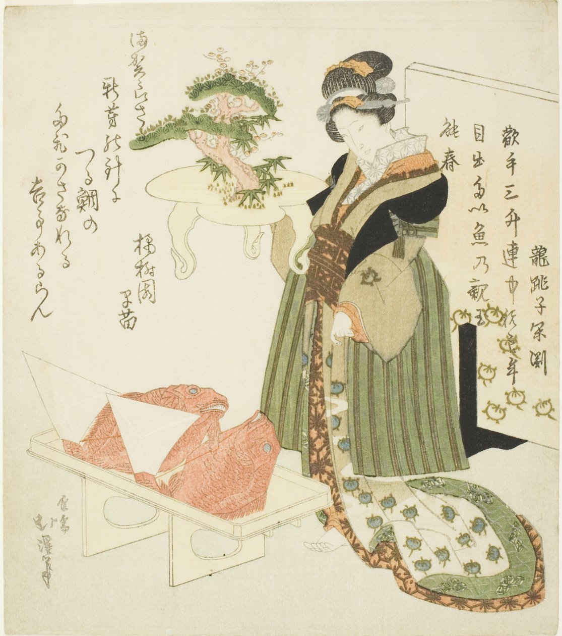 Díszített tálcát hordozó udvarhölgy alkotó: Totoya Hokkei