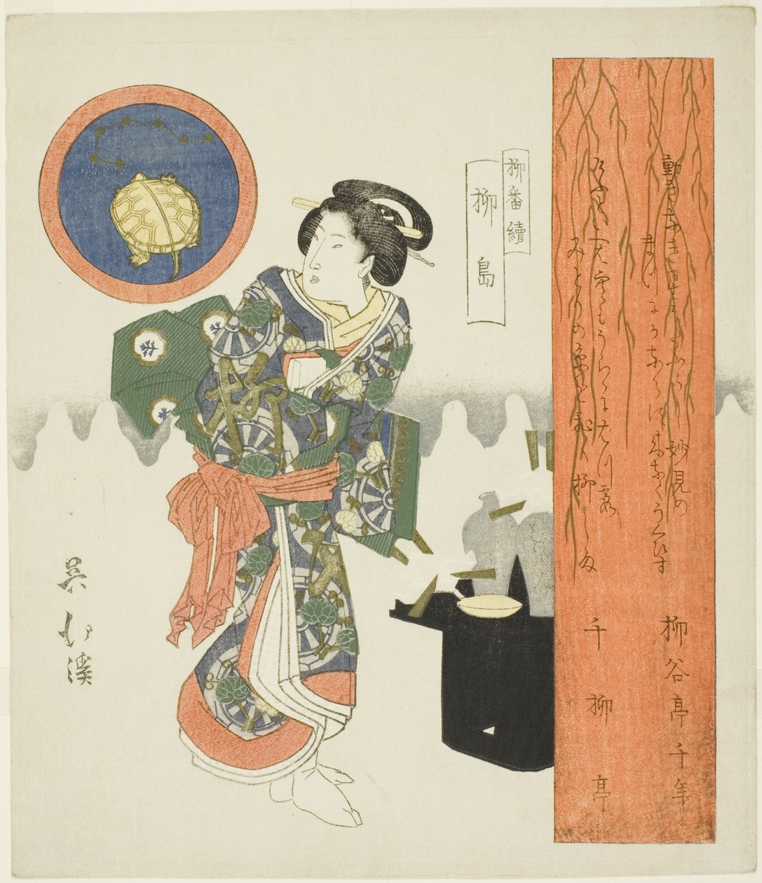 Willow Island (Yanagishima), az "A Series of Willows (Yanagi bantsuzuki)" sorozatból alkotó: Totoya Hokkei