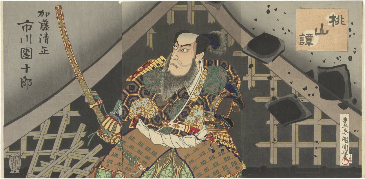 Ichikawa Danjuro Als Kato Kiyomasa Kato Kiyomasa Ichikawa Danjuro (vérhang, CT) alkotó: Toyohara Kunichika
