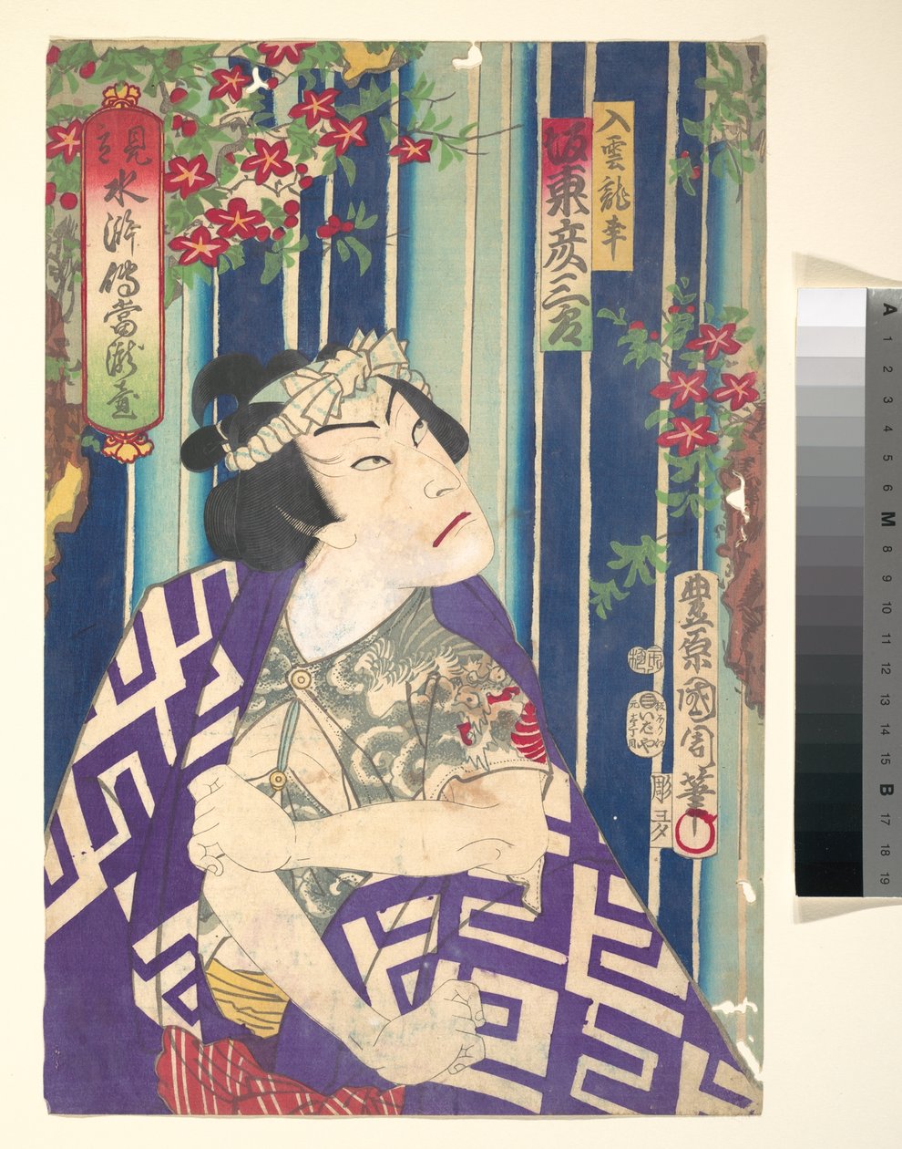Imaginäres Porträt, Shuihuzhuan der Bühne: Tōryūdai - Schauspieler, Bandō Hikozaburō als Nyūunryū alkotó: Toyohara Kunichika